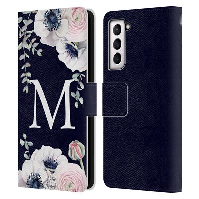 NATURE MAGICK WATERCOLOUR FLOWER MONOGRAM 1 LEATHER BOOK CASE SAMSUNG PHONE 4