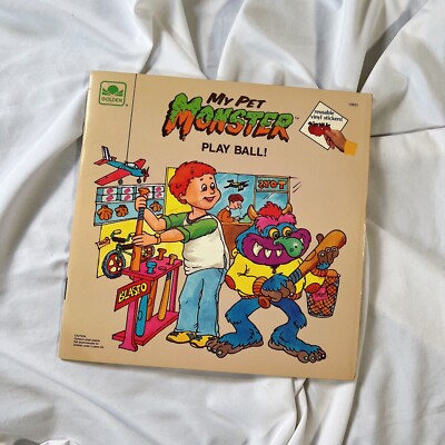 Vintage 80s My Pet Monster Play Ball! 1986 Reusable Vinyl Sticker Book