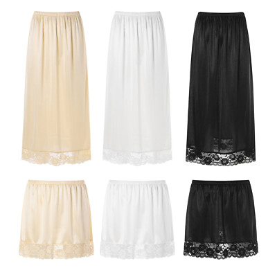 CHICTRY Damen Satin Vintage Unterrock Petticoat Halbrock Seiden Unterkleid