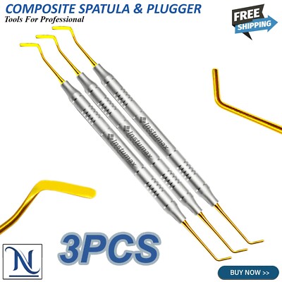 Dental Amalgam Composite Instruments Restorative Plugger Spatula Set of 3