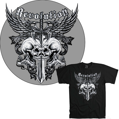 Biker Rocker T-Shirt Gothic Skull Rock Punk Heavy Metal Mittelalter *4202 black