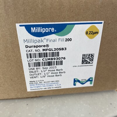 Millipore Durapore Gamma Millipak Final Fill 200 .22um MFGL20SB3 EXP 9/2023