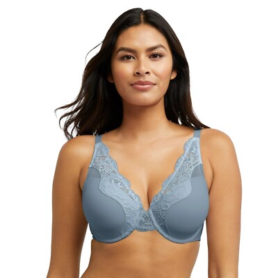 Bali One Smooth U Comfort Stretch Lace Underwire Bra 0084 Soft Blue 36D NWT