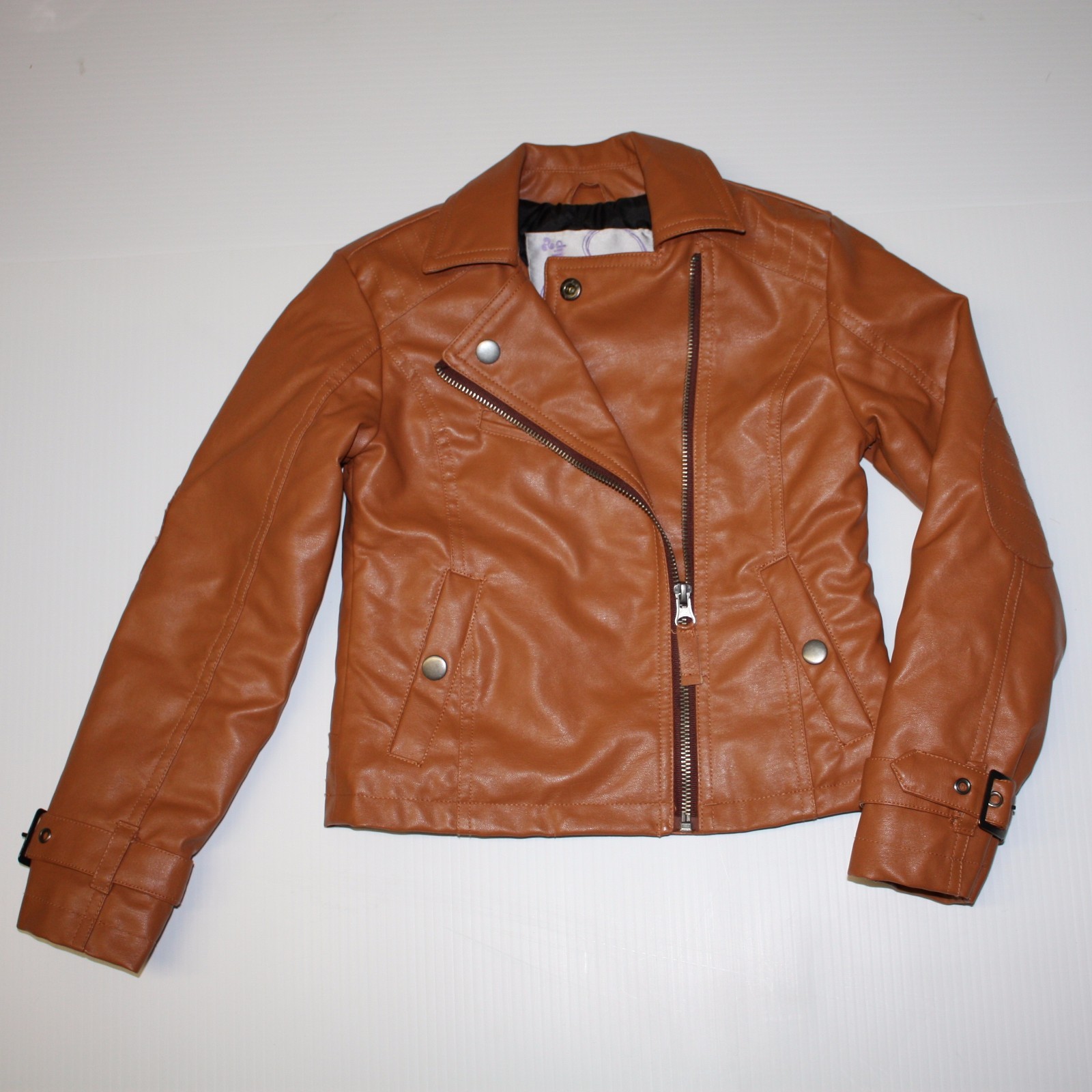 Triple Flip Boutique Girl's Beckett Faux Leather Brown Moto