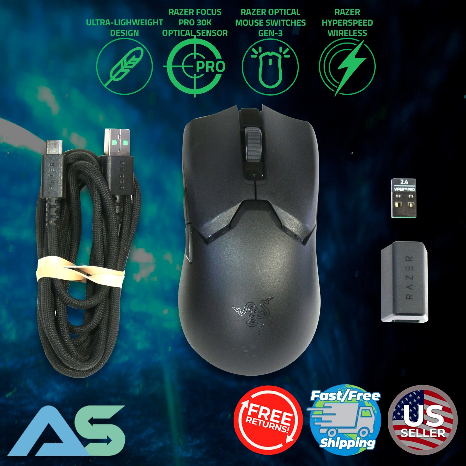 Razer Viper V2 Pro & 8000hzドングル付き Amazon.com: Razer Viper V2 Pro Hyperspeed Wireless Gaming