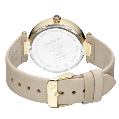 Pre-owned Gv2 By Gevril Women 12808 Matera Diamonds Mop Dial Ecru Suede Swiss Quartz Watch
