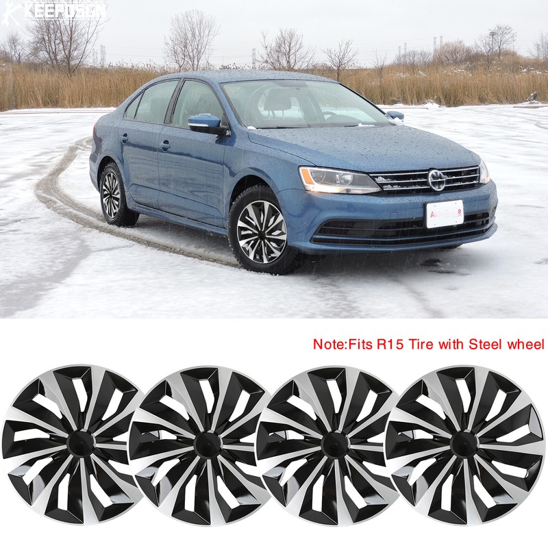 For VW Jetta 2011-2016 15" Set of 4 Hubcaps Wheel Covers fits R15 Steel Wheel