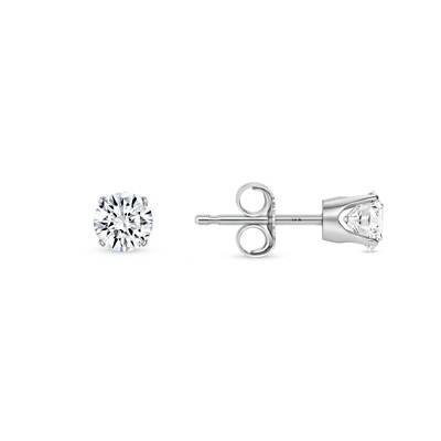 Pre-owned Shine Brite With A Diamond 3/4 Ct Round Lab Created Grown Diamond Earrings 14k White Gold D/vvs Crown Push In White/colorless