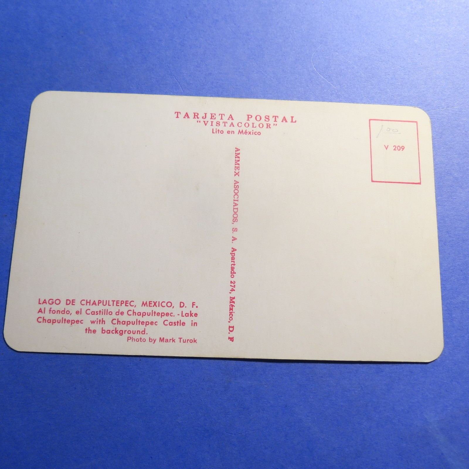 Mexico Lago de Chapultepec Vintage Old  Postcard PC3702