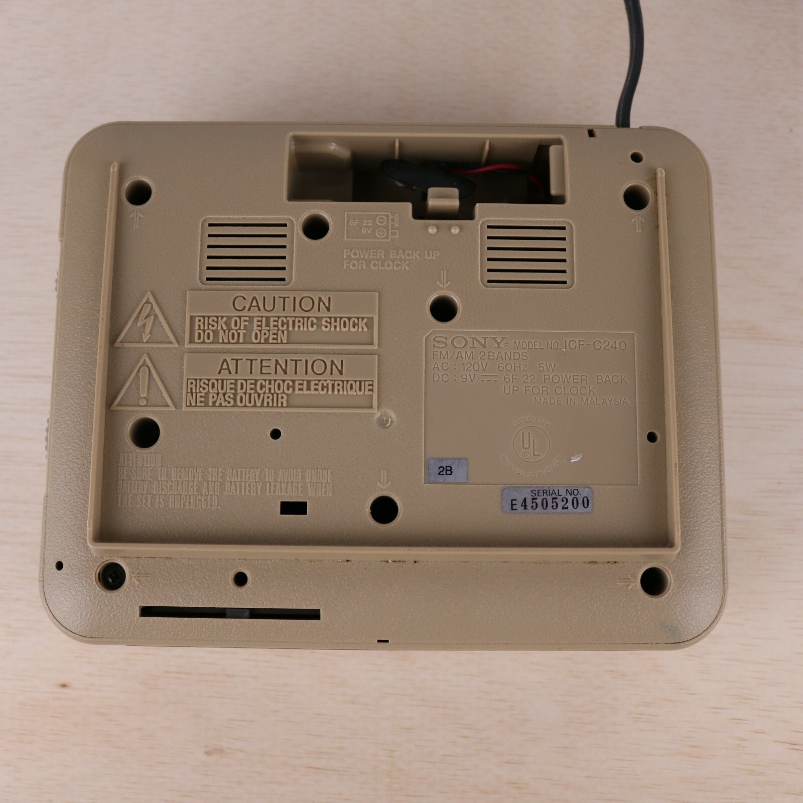 Sony Dream Machine FM/AM Digital Alarm Clock Radio ICF-C240 Tan * Fully Working