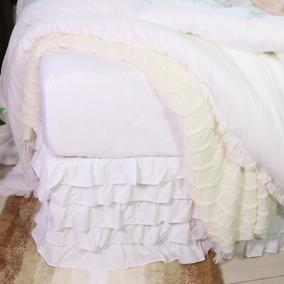 Pleated Ruffle Bed Skirt - Solid Color - Dust Ruffle All Sizes - 3 Colors - NEW