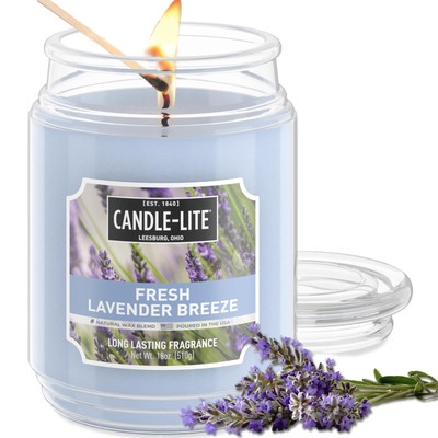 Scented Candles, Fresh Lavender Breeze Fragrance, One 18 oz. Single-Wick Arom...