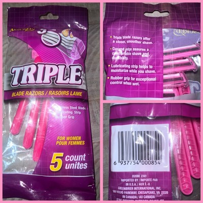 5PK   Assured Women's Disposable 3 Blade Razors [Brand New]