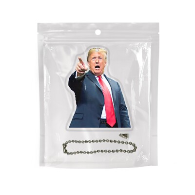 Donald Trump Cartoon Character Pendant, Acrylic 2D Flat Car, Backpack With Chain