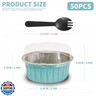 50Pcs Mini Aluminum Foil Cupcake,5oz Baking Cups with Lids,Mini Cake Pans Disposable,Loaf Pans with Lids,Disposable Ramekins,Tin Cups Containers for Cupcake,Pudding,Muffin,Cheesecake (Light Blue)