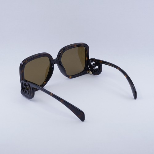 Pre-owned Gucci Gg1326s 007 Dark Havana/brown Mirror 58-19-140 Sunglasses Authentic