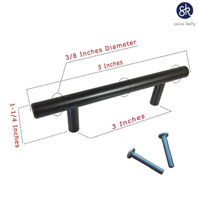 Swiss Kelly Hardware Matte Black Kitchen Cabinet Handles Drawer Pulls
