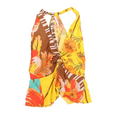 Free People Women's Top Halter-Neck Floral Pattern Lightweight Mango Large New