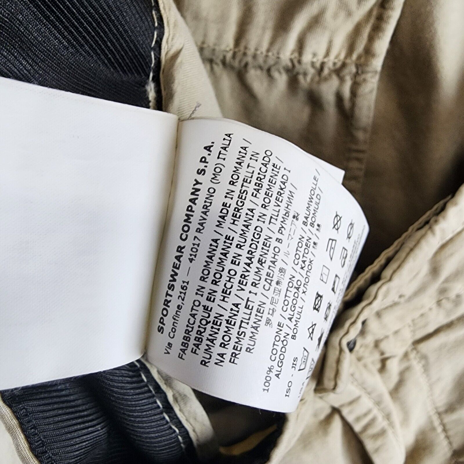 Stone Island Mid-Rise Straight Hem Pants Men's W33 Sand Button Zipped Closure - Picture 11 of 18