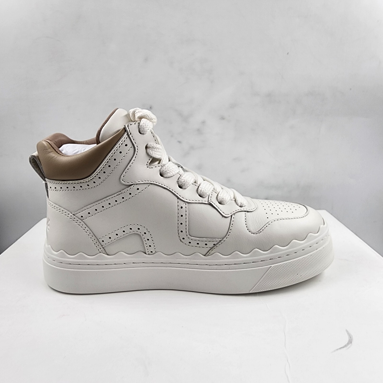 Chloé Lauren High Top Sneakers Women's 35/5 US Light Nude Lace Up Closure - Picture 15 of 17