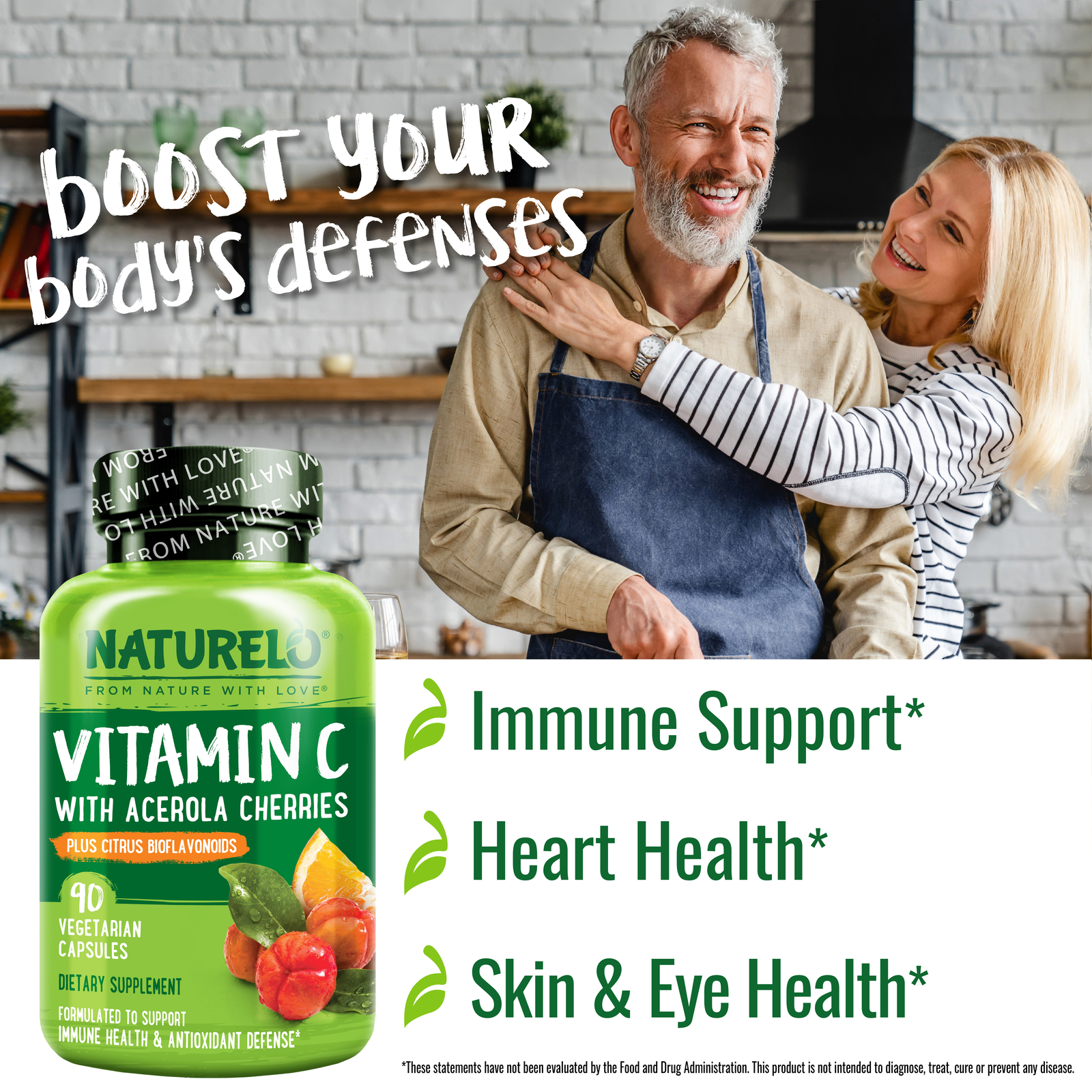 NATURELO Vitamin C with Organic Acerola Cherry Extract - 90 Capsules - Picture 6 of 8