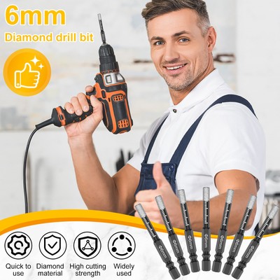 7Pcs 6mm Dry Diamond Drill Bits Set Vacuum Brazed Diamond Core Drill Bit Kitஐ