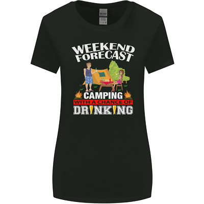 Camping Weekend Forecast Funny Alcohol Beer Womens Wider Cut T-Shirt