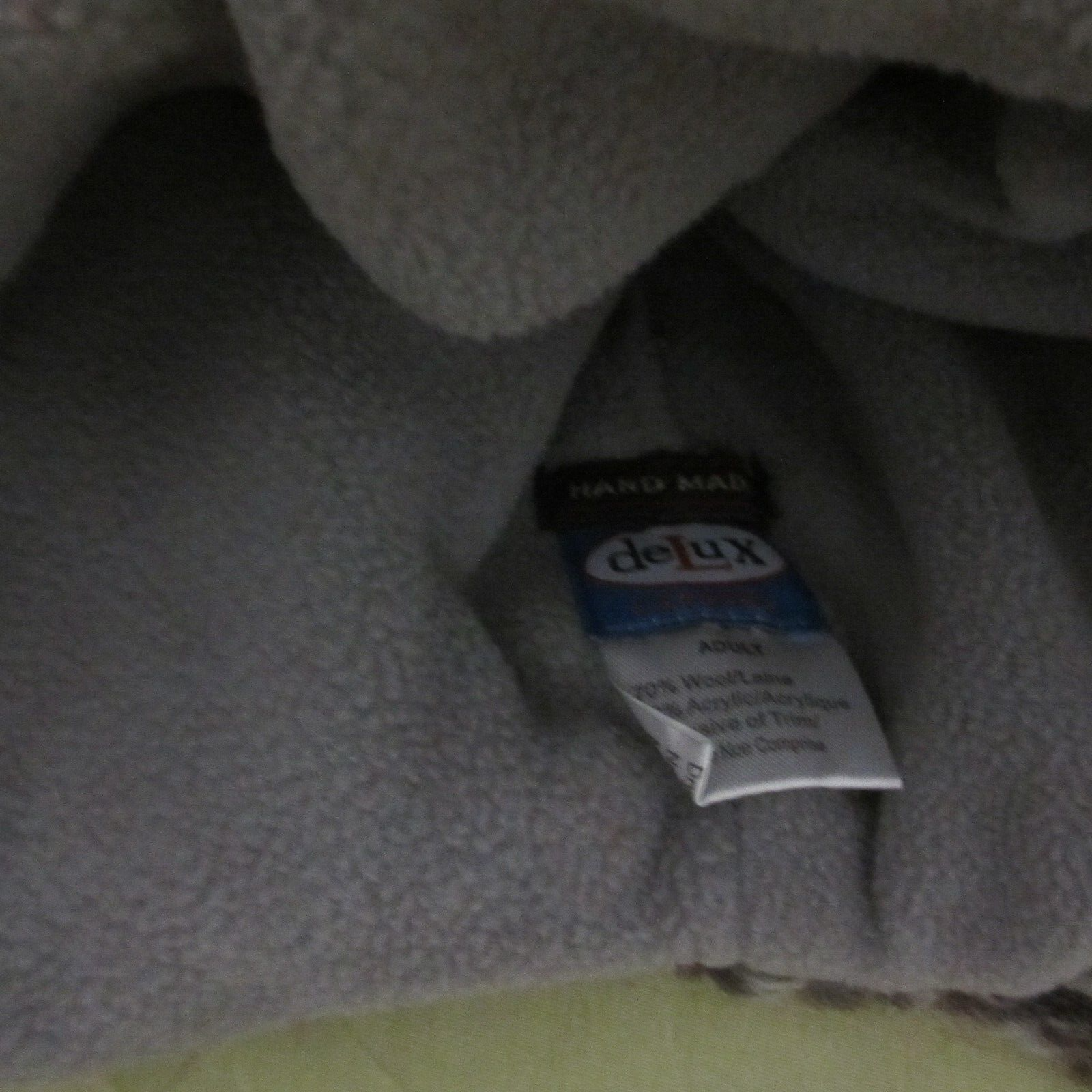 deLux SOCK MONKEY HAT knit gray ADULT costume ski cap toque beanie LINED unisex