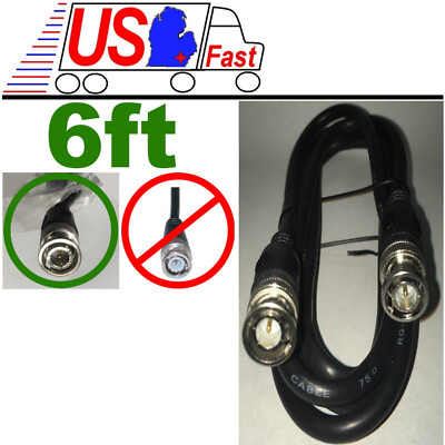6ft/feet/foot HD-SDI RG59 Video Cable D BNC Male~M 75ohm 1.8M/2Meter Cord/Wire