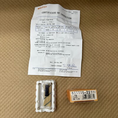 Mitutoyo .15 Length Steel Calibration Inspection Gage Block