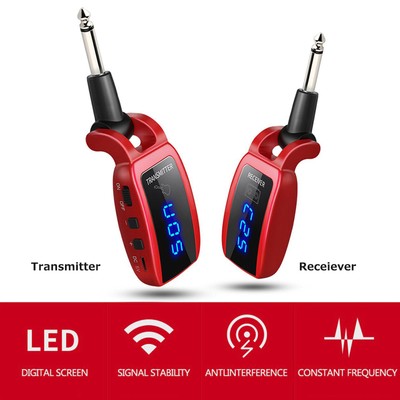 UHF Wireless Guitar System Audio Transmitter Receiver Rechargeable 100ft Y2R7