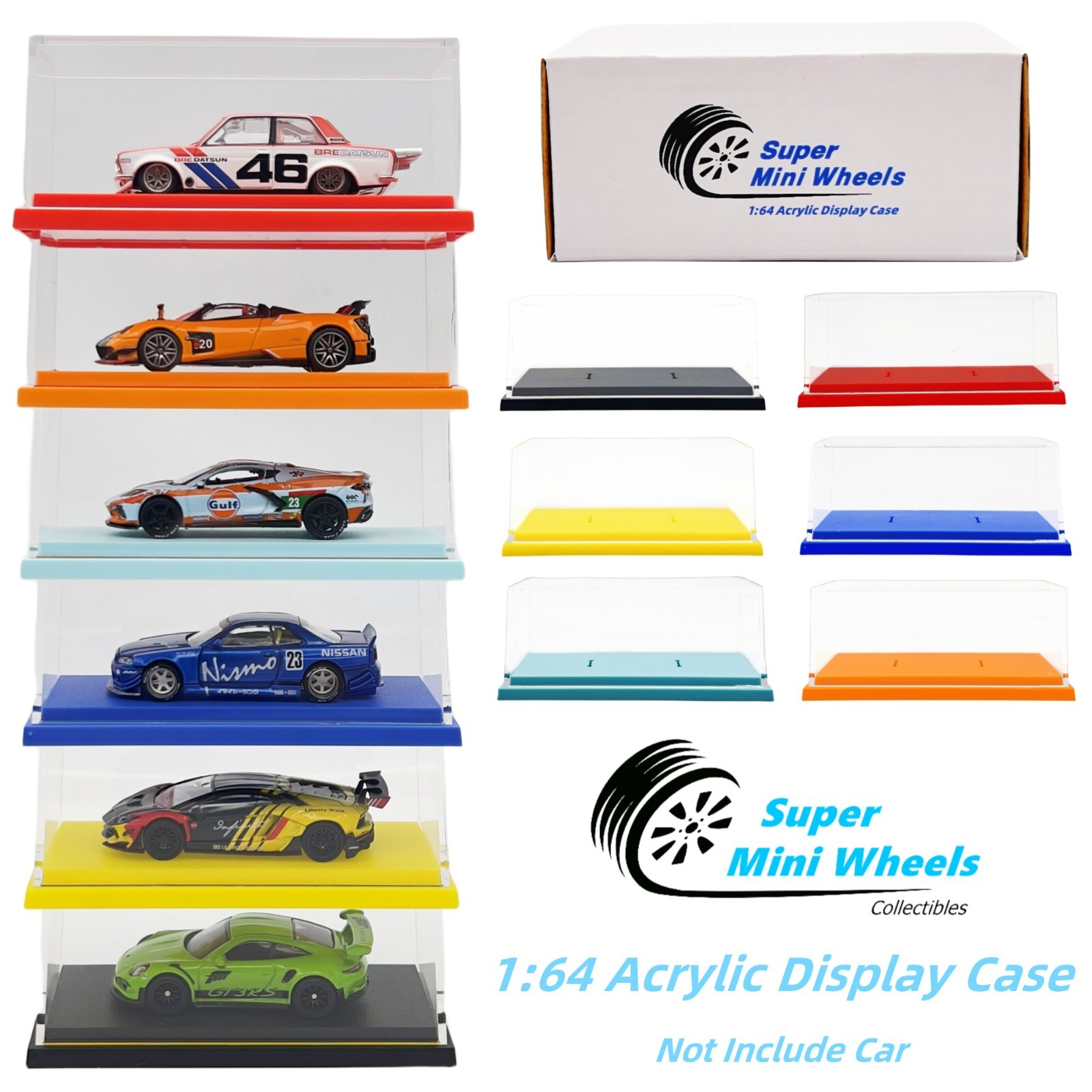 Super Mini Wheels 1:64 Acrylic Display Case Showcase - for Hot Wheels , Mini GT