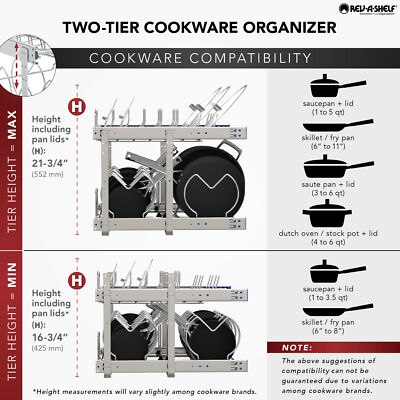Rev-A-Shelf Pull Out Cabinet Pot and Pan Organzier, 12" Width, 5CW2-1222-CR