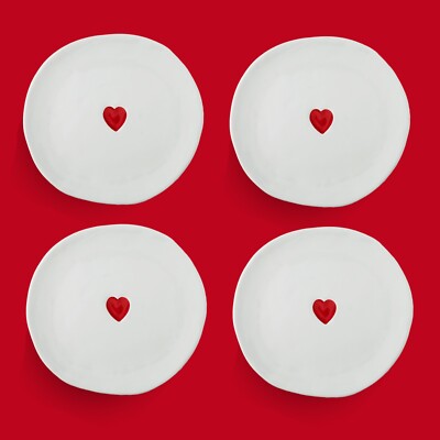 Williams Sonoma Heart Dinner Plates 11'' Set of 4 Valentine's Day New