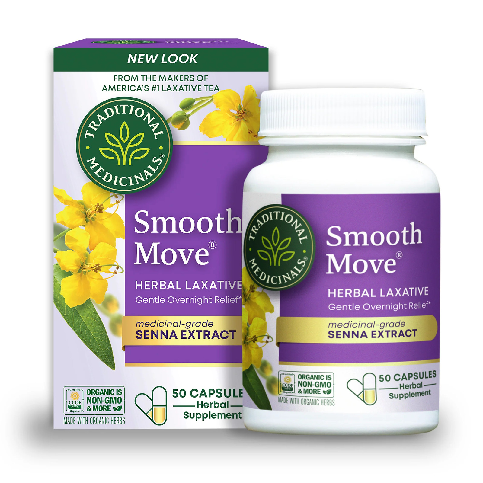 Traditional Medicinals Smooth Move Capsules Occasional Constipation 50 Ct 2PK