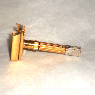 Gillette Fat Boy Razor TTO Refurbished Replated 24 Karat Gold Mirror Nickel F1 Z