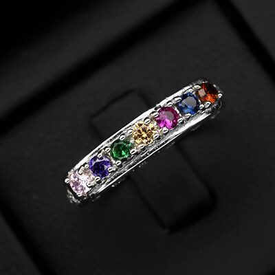 Precious Multi Color Round Diamond Cut 25Pcs 925 Sterling Silver Handmade Rings