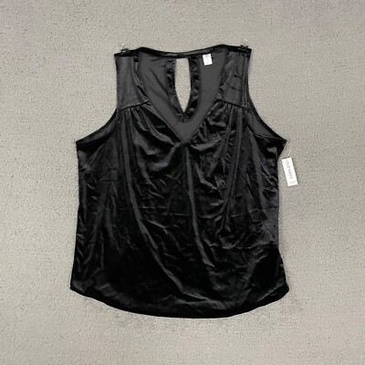 Old Navy Top Womens XL Black Velvet Soft Sleeveless Classic Casual Mom