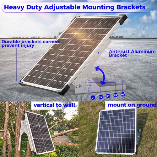 VOLTSET 50W Solar Panel Kit with Mount Bracket, 12V Solar Battery Charger for RV