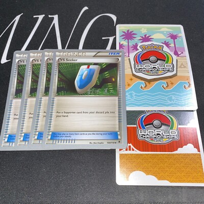 POKEMON TCG 4x VS Seeker 109/119 Silver Border WORLD CHAMPIONSHIPS PROMO CARD NM
