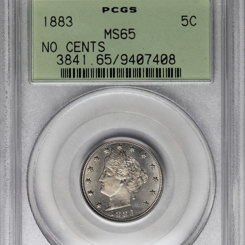 1883 5c No Cents PCGS MS65 Liberty Nickel OGH old
