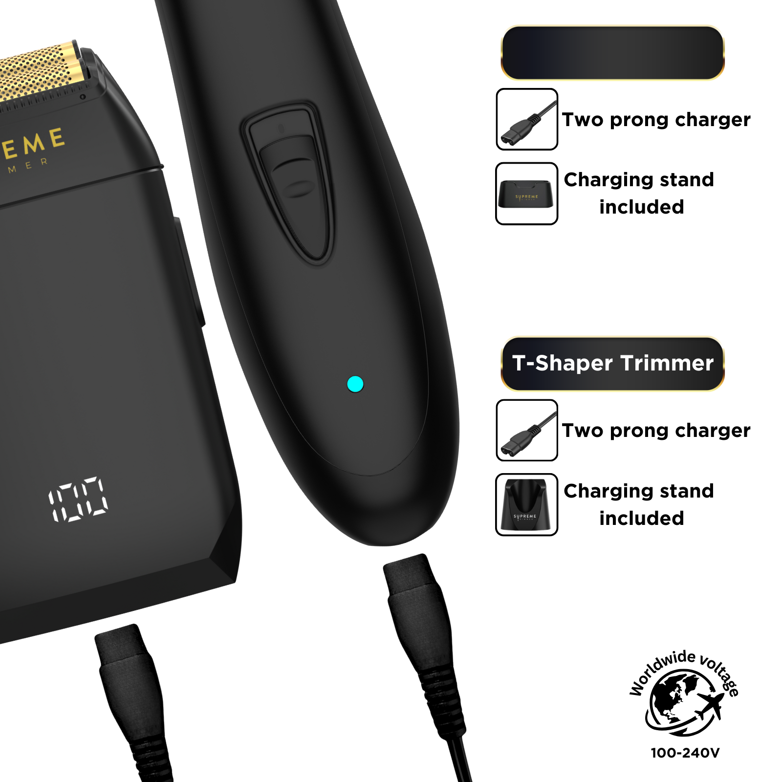 Supreme Trimmer T-Shaper Trimmer & Crunch Foil Shaver Set | STF602 ST5206 Black