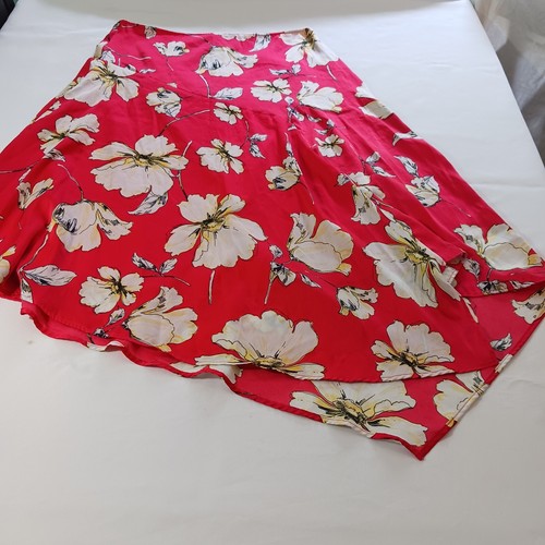 Worthington Women's Red & White Floral Back Zipper Asymmetrical Skirt Size 16