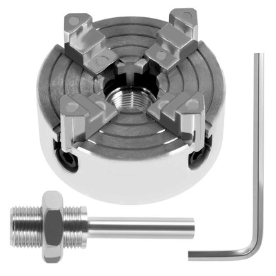 4-Jaw Wood Lathe Chuck With Wrench Connecting Rod For Woodworking Tool Replace