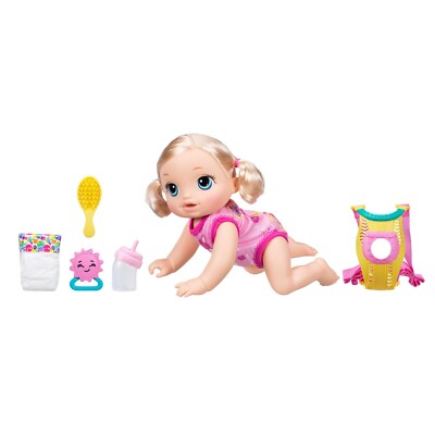 B6048 Hasbro Baby Alive BABY GO BYE BYE BLONDE DOLL CRAWLS TALKS NEW IN BOX 