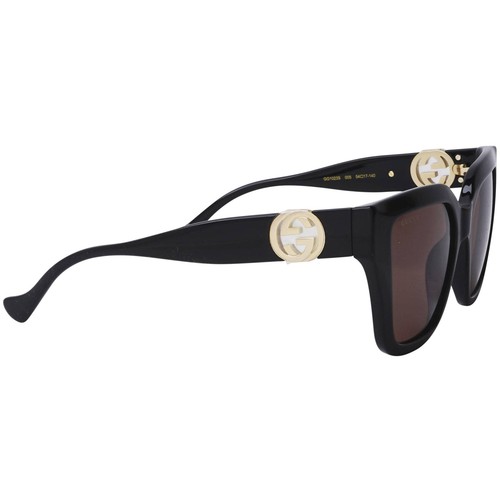 Pre-owned Gucci Women's Sunglasses Black Injection Full Rim Frame Brown Lens Gg1023s 005