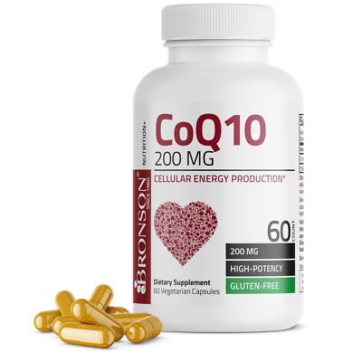 Bronson CoQ10, 200 МГ, высокоэффективный, 60 вегетарианских капсул