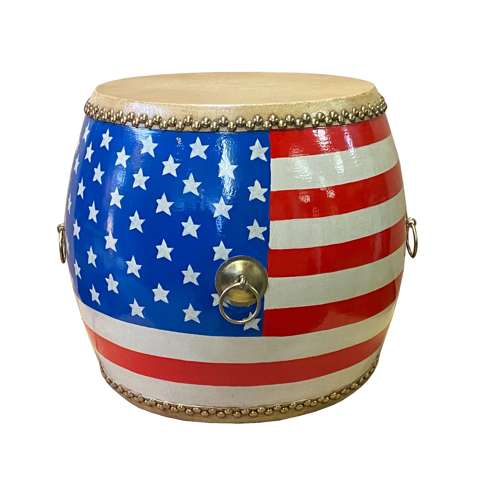 Handmade Small Round Low Flag Graphic Drum Shape Table cs7412S Handmade Small Round Low Flag Graphic Drum Shape Table cs7412S