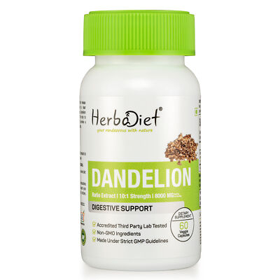 Dandelion Root Extract 10:1 800mg Veg Capsules Liver Kidney Gallbladder Support