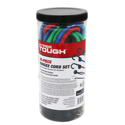 20 pieces Bungee Cord Set, Plastic Jar, Multi-Color, 2.31 oz long-lasting rubber